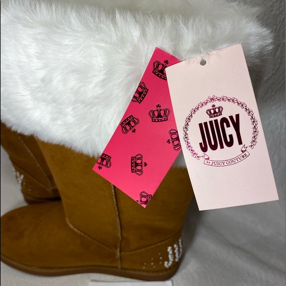 Womans Juicy Couture furry faux fur boots cognac brown BNWT NIB sizes 7-10 NWT - Picture 4 of 13